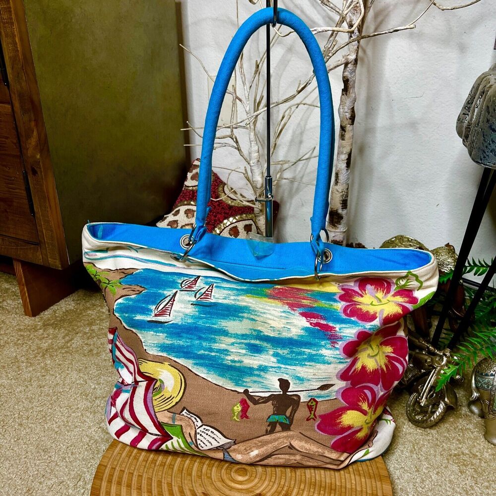 Hand Made Beach Tote Bag 100% Cotton Made In India Multicolor Shoulder Bag